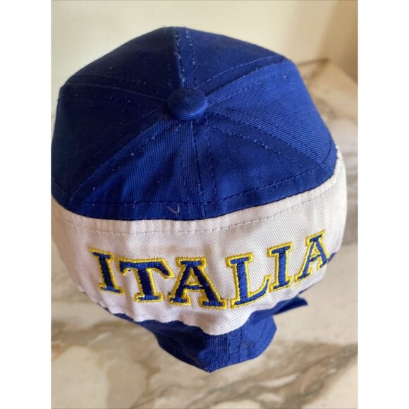 Italia Baseball Cap Embroidered Italian Flag & Text Design Adjustable Blue White - Picture 5 of 9